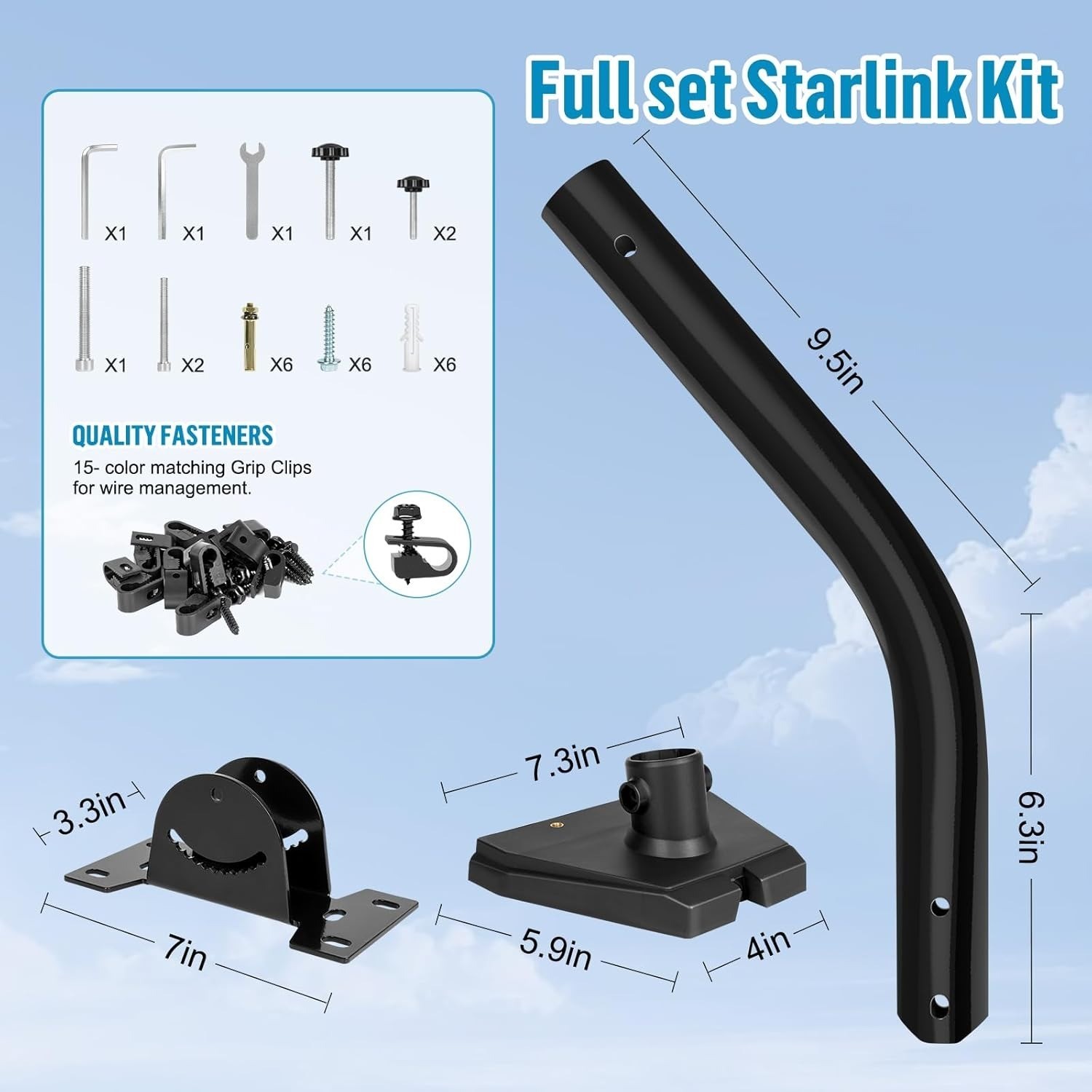 Starlink Gen 3Heavy Duty Mounting Kit 180 Adjustable Pole Mount for Internet Kit