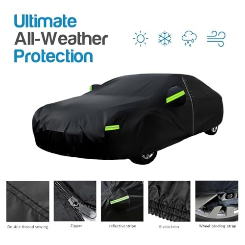 Sedan Car Cover, Car Cover Waterproof All Weather Fit for Sedan 178-185 inch