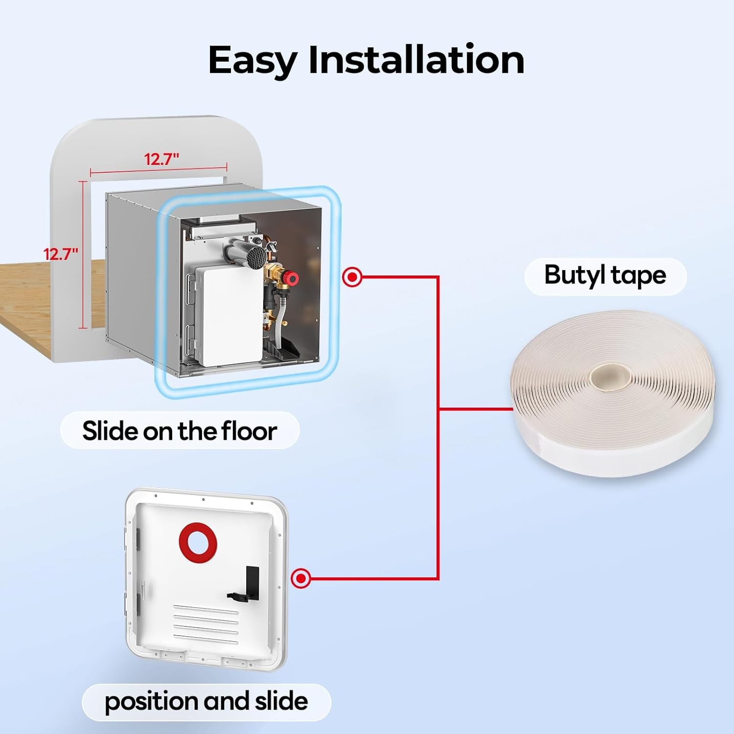 Used- 7L RV Tankless Water Heater 2.5 GPM 48,000 BTU Instant Hot w/ 18"x18" door