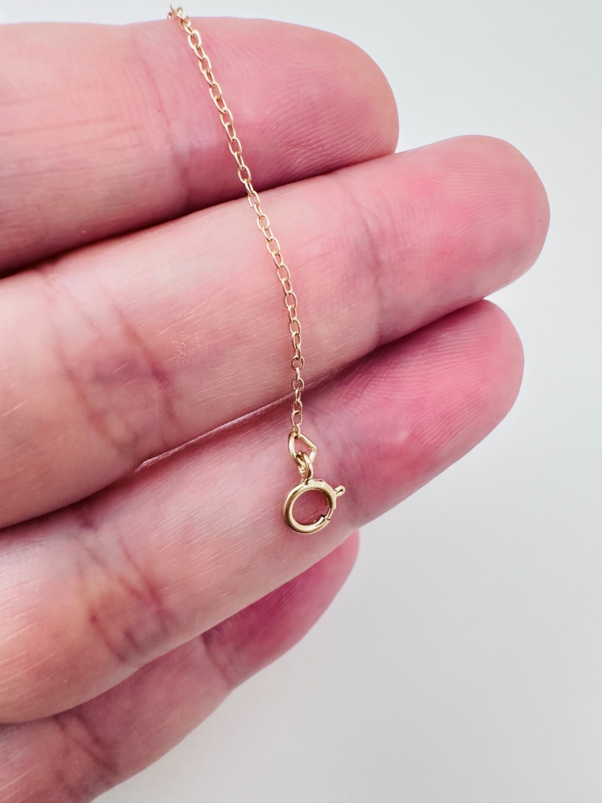 14K Solid Yellow Gold Cable Link Safety Chain Extension Extender, 1mm, 2.25"