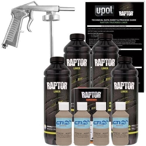 UPOL Raptor Coyote Brown Urethane Spray-On Truck Bed Liner W/Free Spray Gun 4L