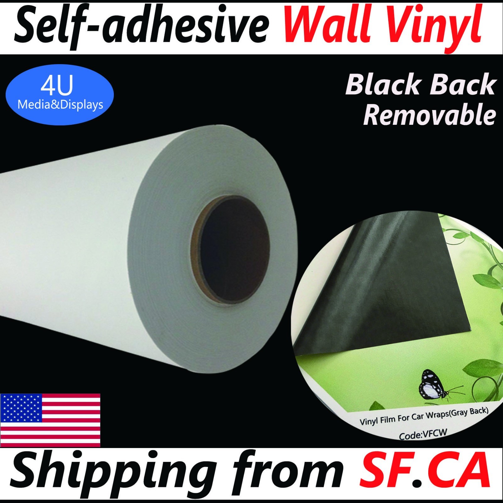 54" x 165'，3.15mil，Self-adhesive Removable Printing Cutting Vinyl Film,Gray Back