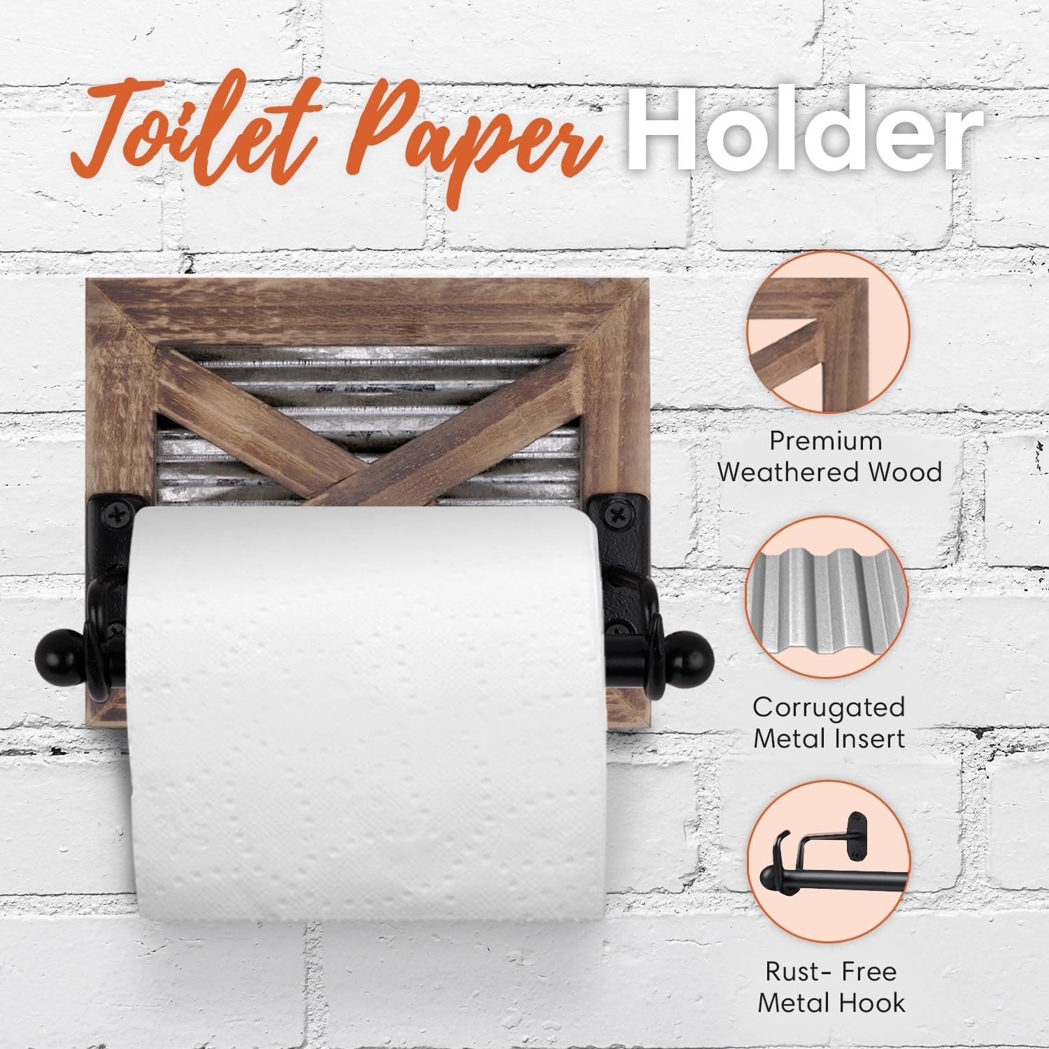 Autumn Alley Farmhouse Toilet Paper Holder and Rustic Towel Holder Set