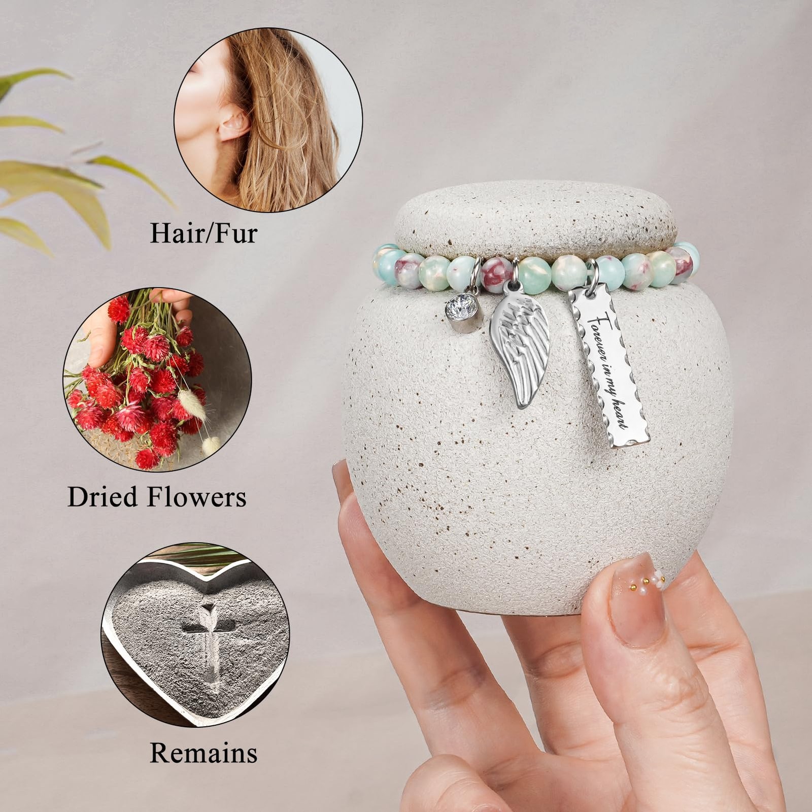 SOITIS Mini Urn for Human Ashes - 2.76 Inches Ceramic Gray+brown