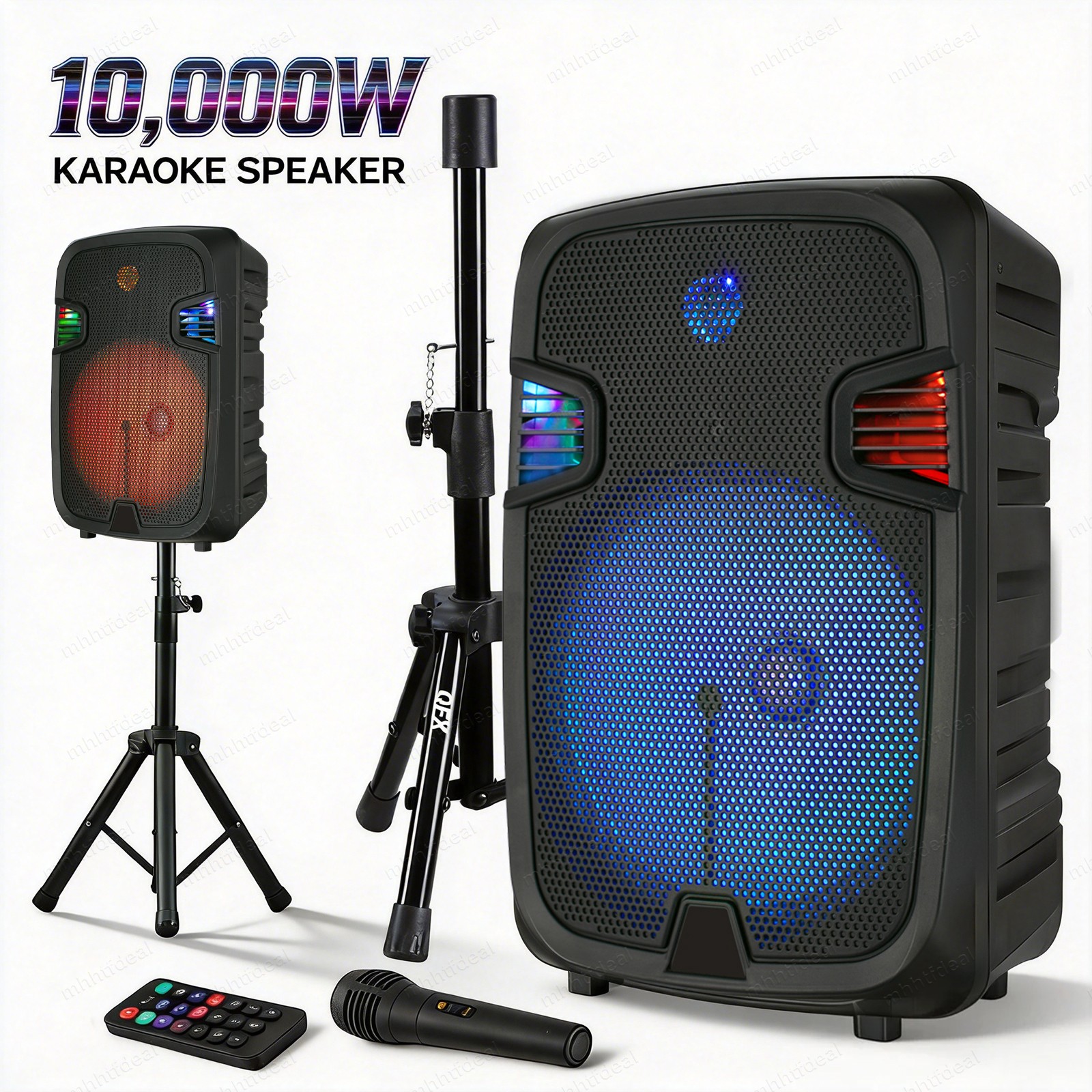 12'' 10000W Loud Large Party Speaker Bluetooth Heavy Bass Sound Party & Micphone
