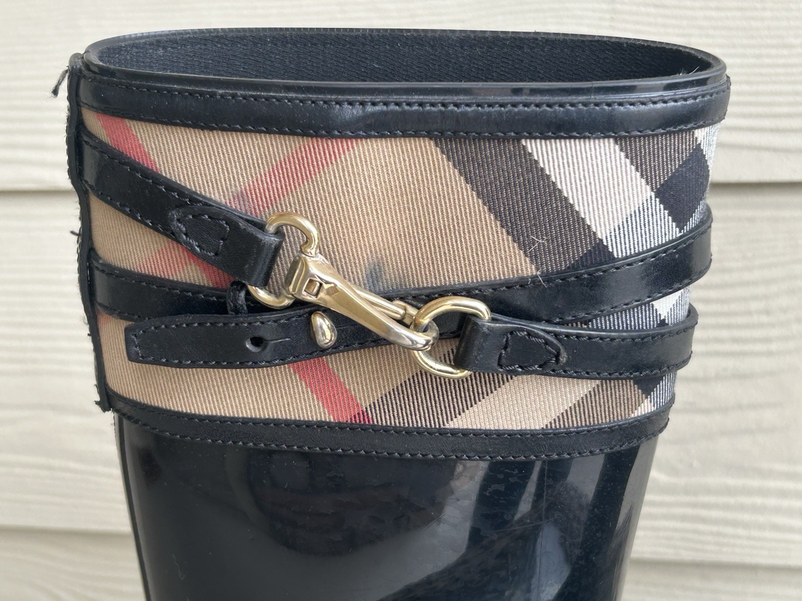 Women's BURBERRY Rubber NOVA CHECK Rain Boots sz 38