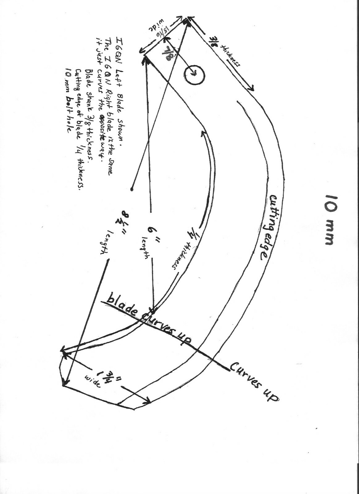 10 mm blue rotary tiller tines 5 left and 5 right