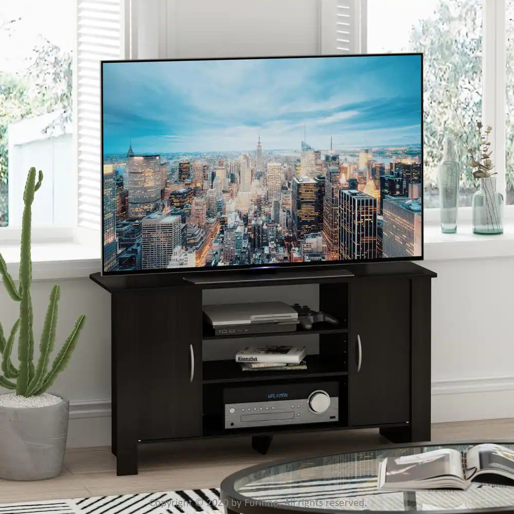 Econ 42 In. Espresso Wood TV Stand with 6 Drawer Fits Tvs up to 50 In. with Open