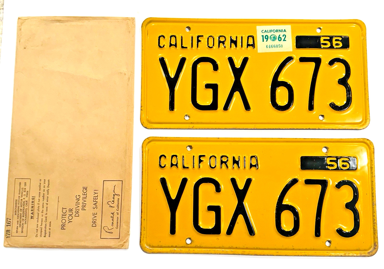 1956 California License Plates DMV Clear 1962 Chevrolet Impala