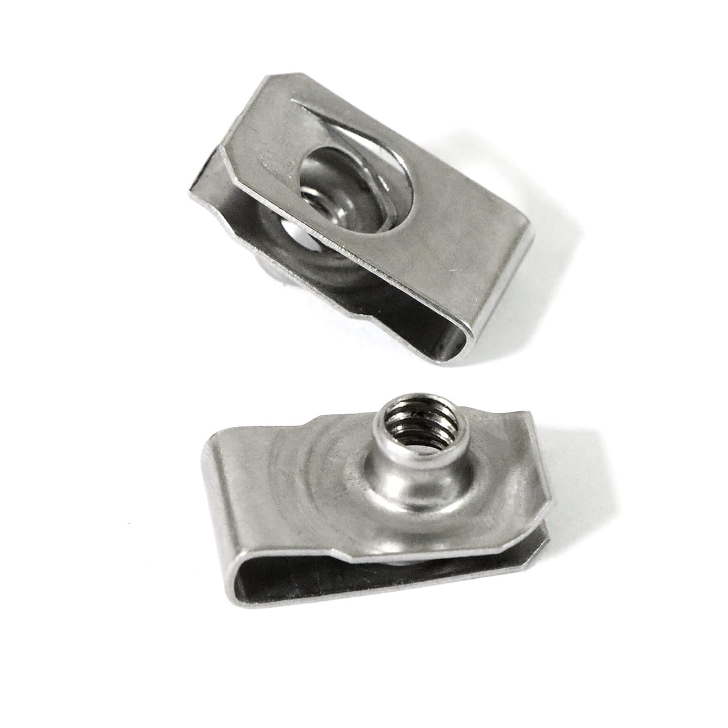40 Packs 1/4" - 20 Stainless Steel Regular Extruded U Nuts, U Style Clip-on Nut,