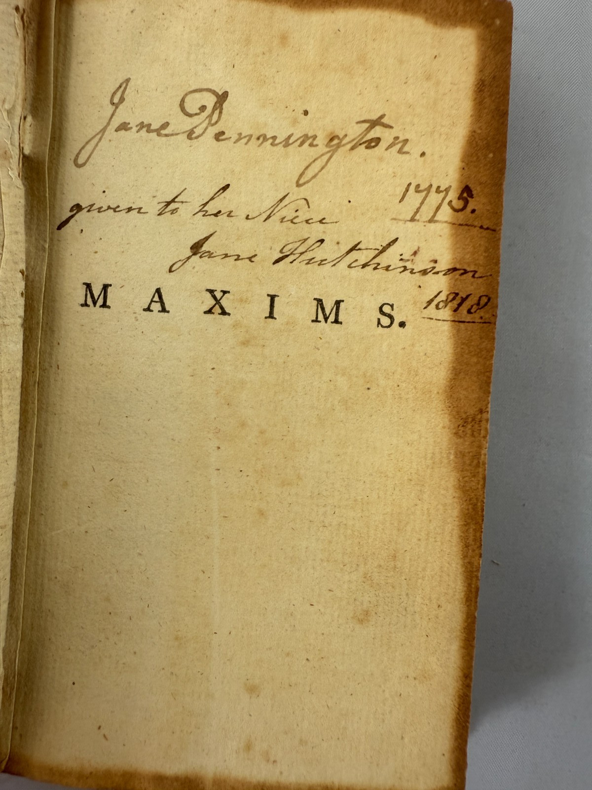 1775 MAXIMS AND MORAL REFLECTIONS BY ROCHEFOUCAULT