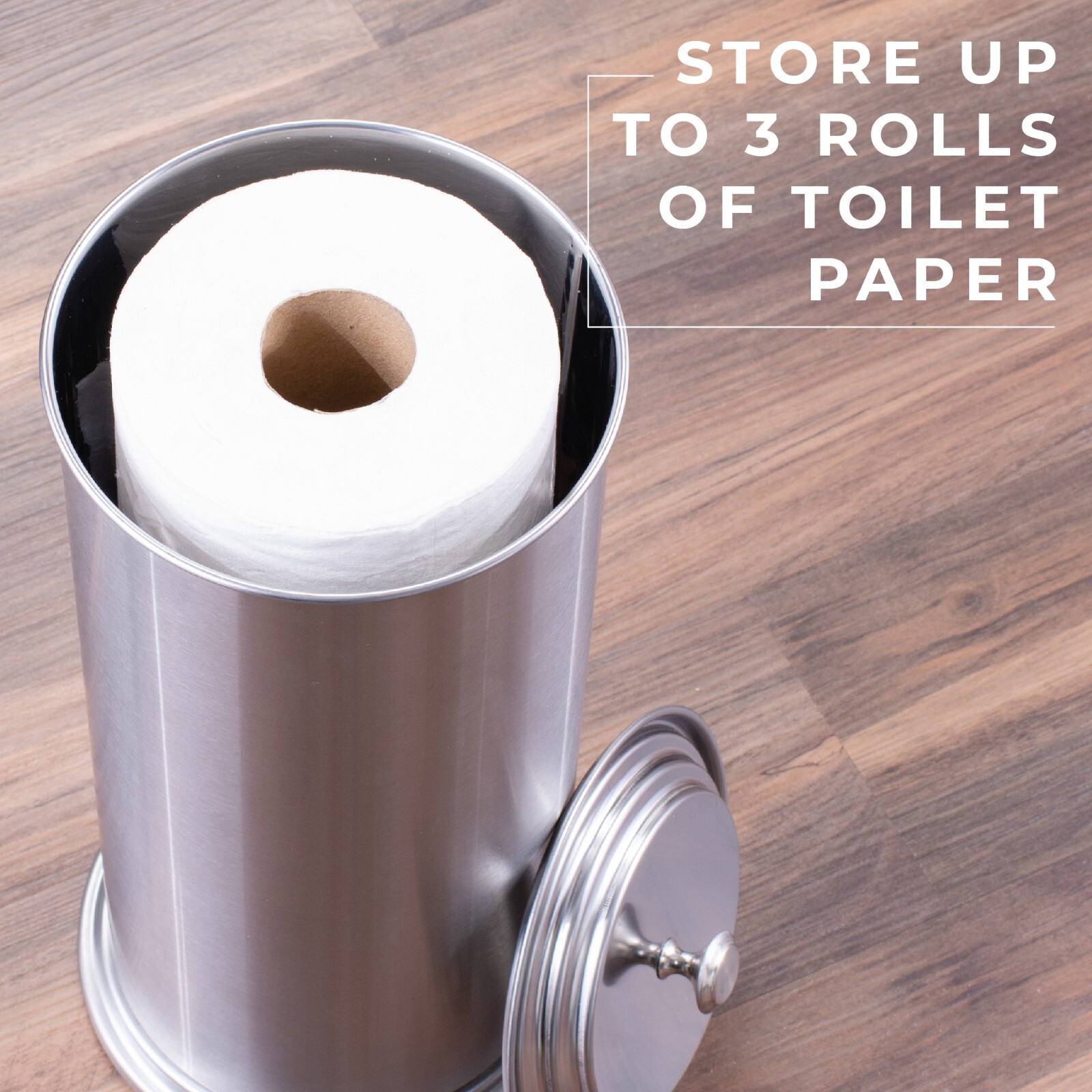 Freestanding Toilet Paper Holder for Extra Large Toilet Rolls - Stainless Finish