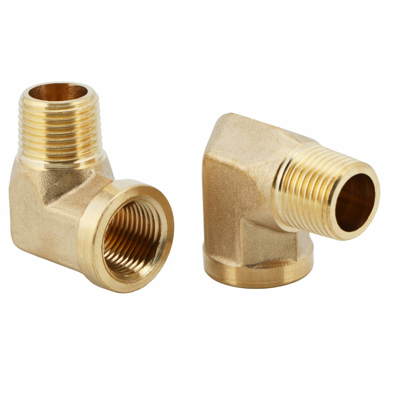 U.S. Solid 90 Degree Elbow Brass Fitting NPT 1/4" Male x 1/4" Female, 2pcs