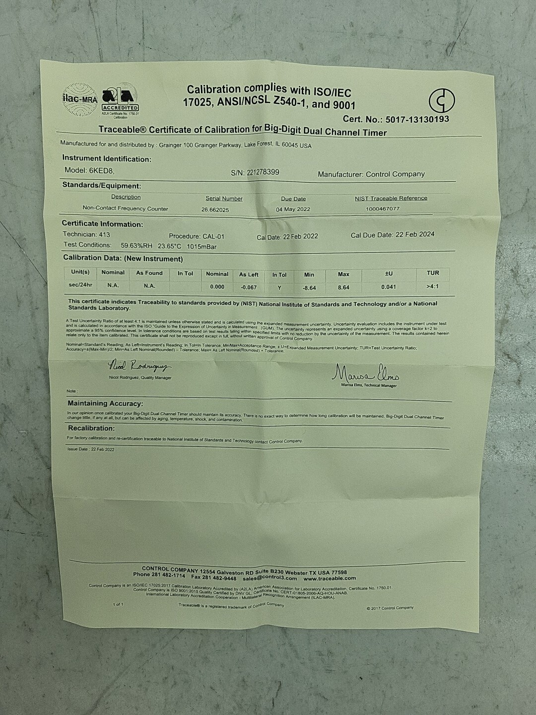 Traceable Flashing LED Alert Big-Digit Timer Dual Channel 5017 *NEW VARYING CERT