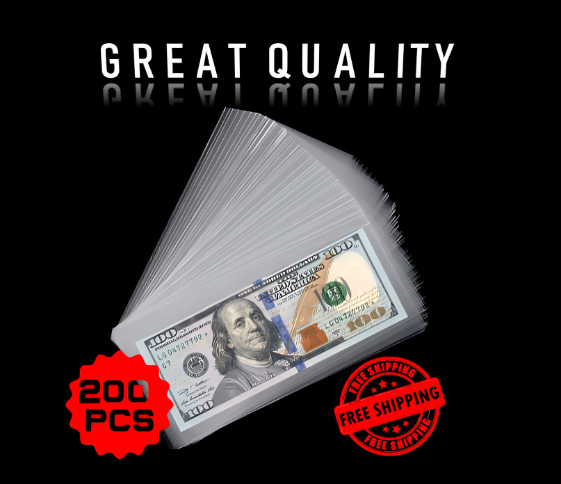 200 PCS Currency Sleeves Bill Holder Plastic Paper Money Holders Collector Grade
