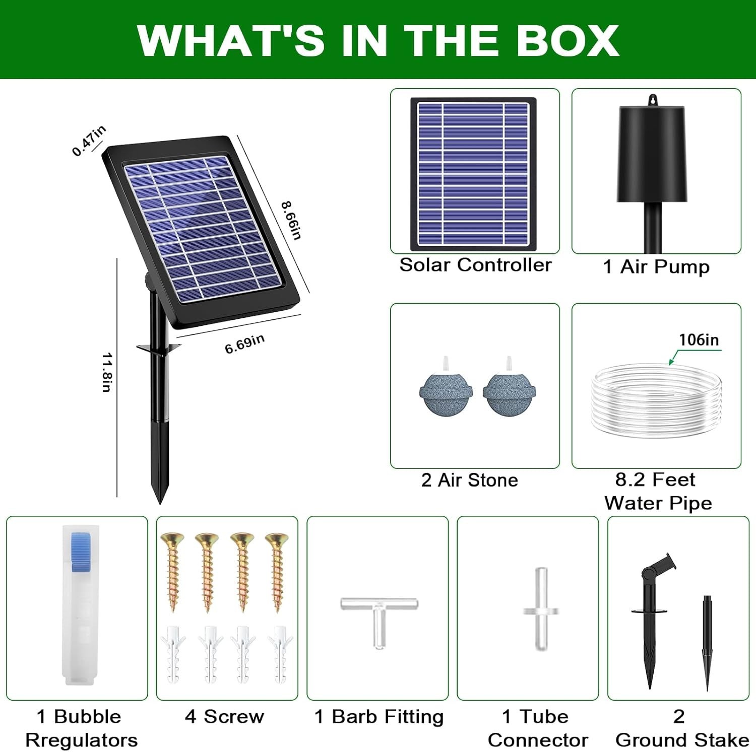 Solar Pond Aerator with Air Pump 3 Modes 4W for Fish Tanks, Ponds, Hydroponics