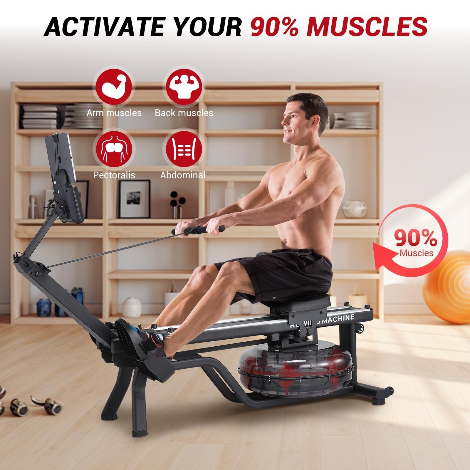 Water Rowing Machines ,380 LBS Foldable Rower Machine for Full Body Workout Home