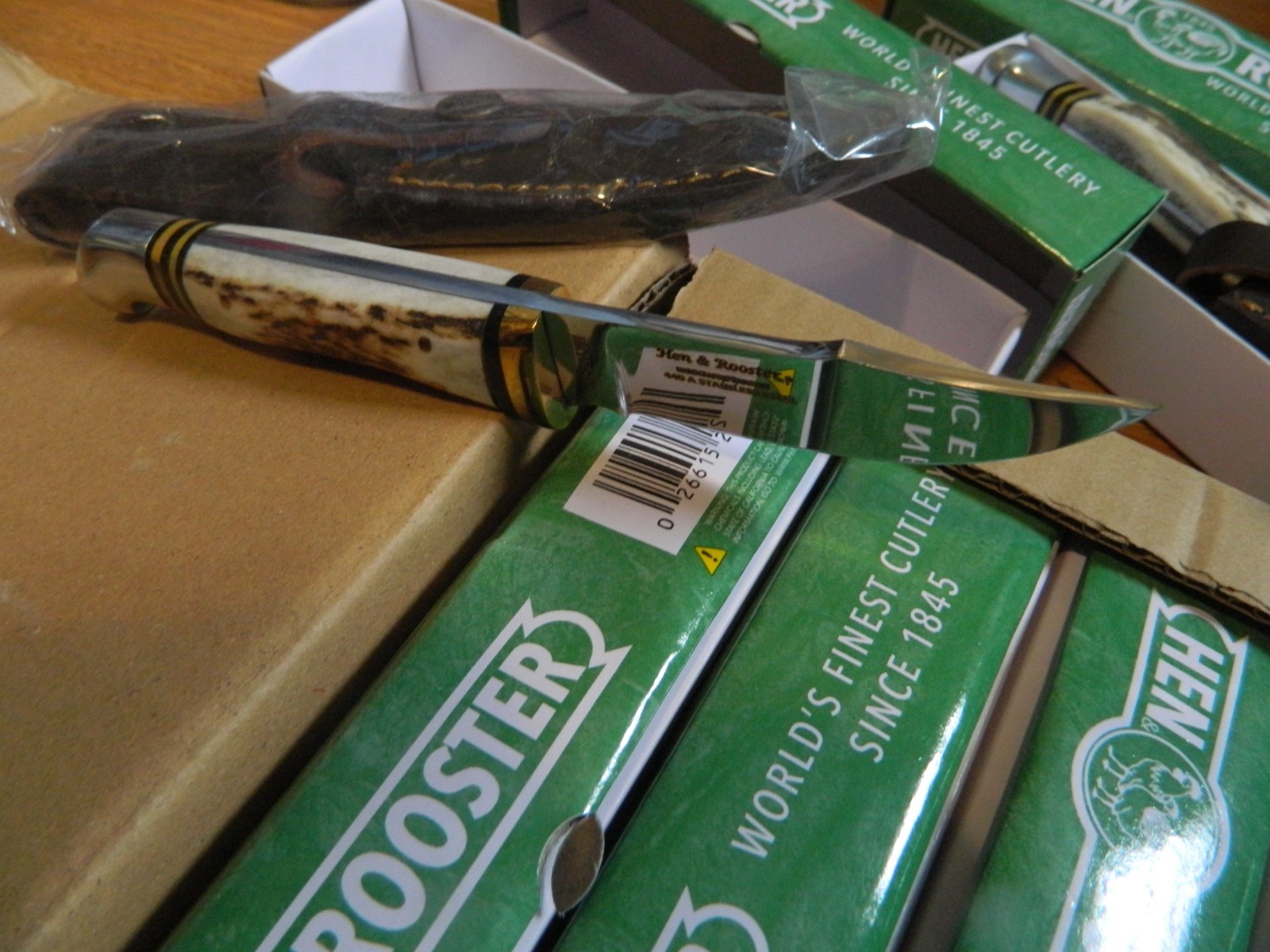 HEN & ROOSTER Fixed Blade KNIFE Stag Handle w/ Original Leather Sheath HR-5048