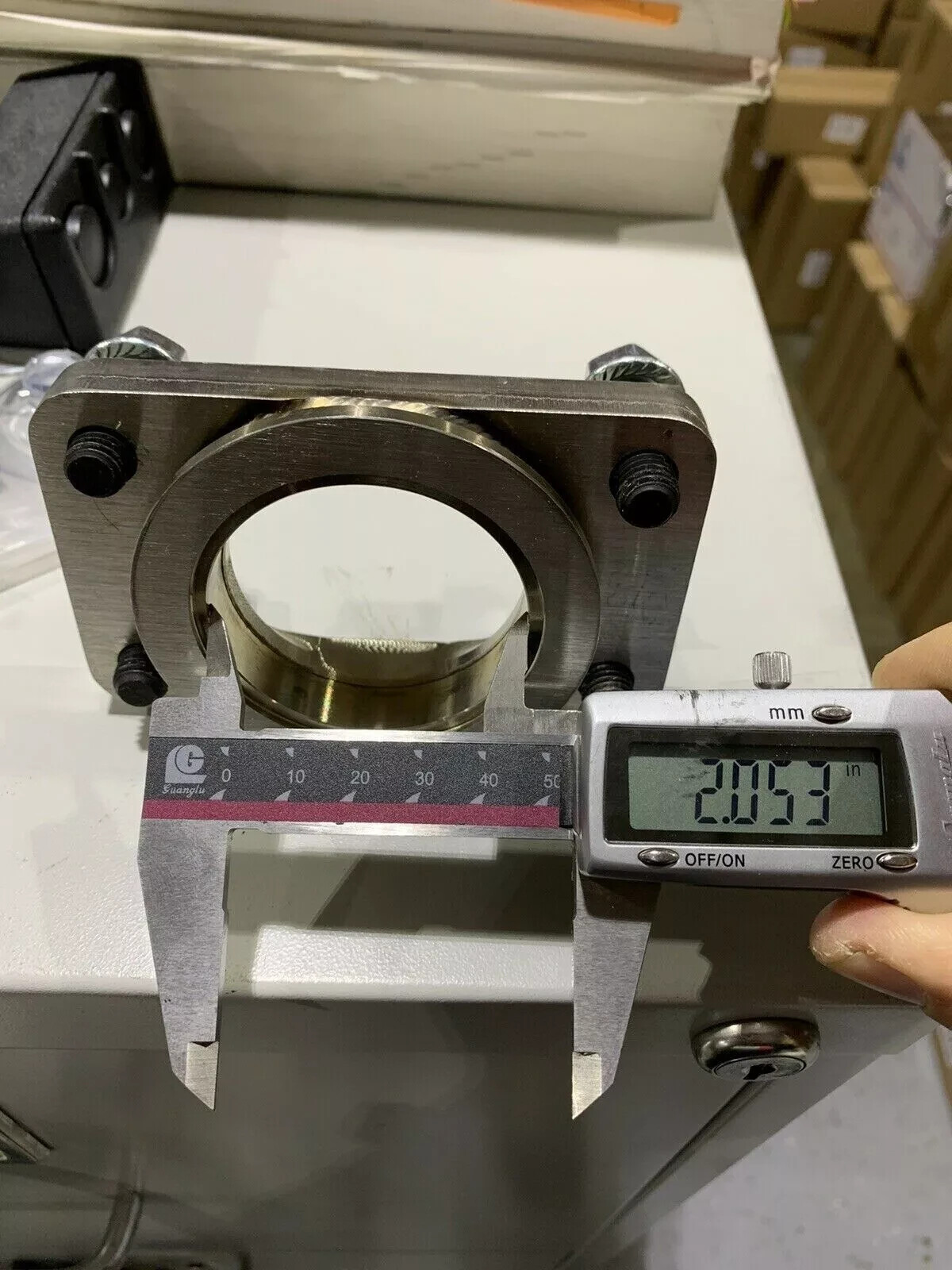 All Out Fab Precision turbo v-band to T3 adapter with hardware and clamp