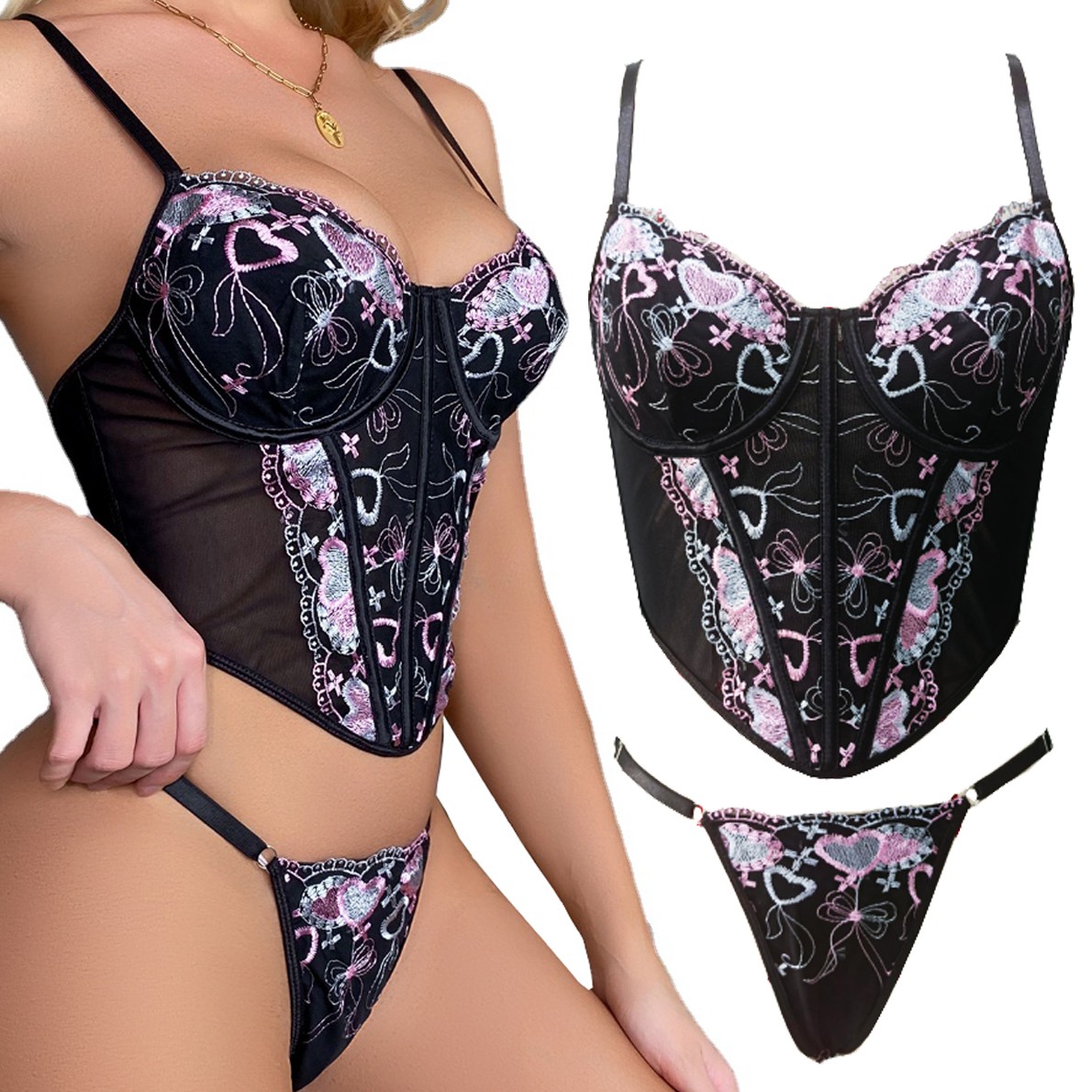 Women's Sexy Lingerie Sleepwear Babydoll Underwear Lace Bra G-String Nightwear