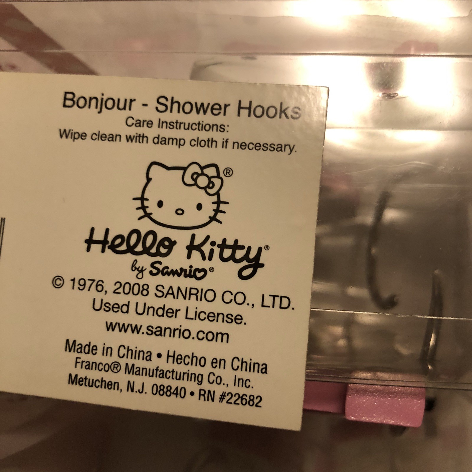 Sanrio Hello Kitty Bonjour Paris Eiffel Tower Poodles Shower Curtain Hooks @C