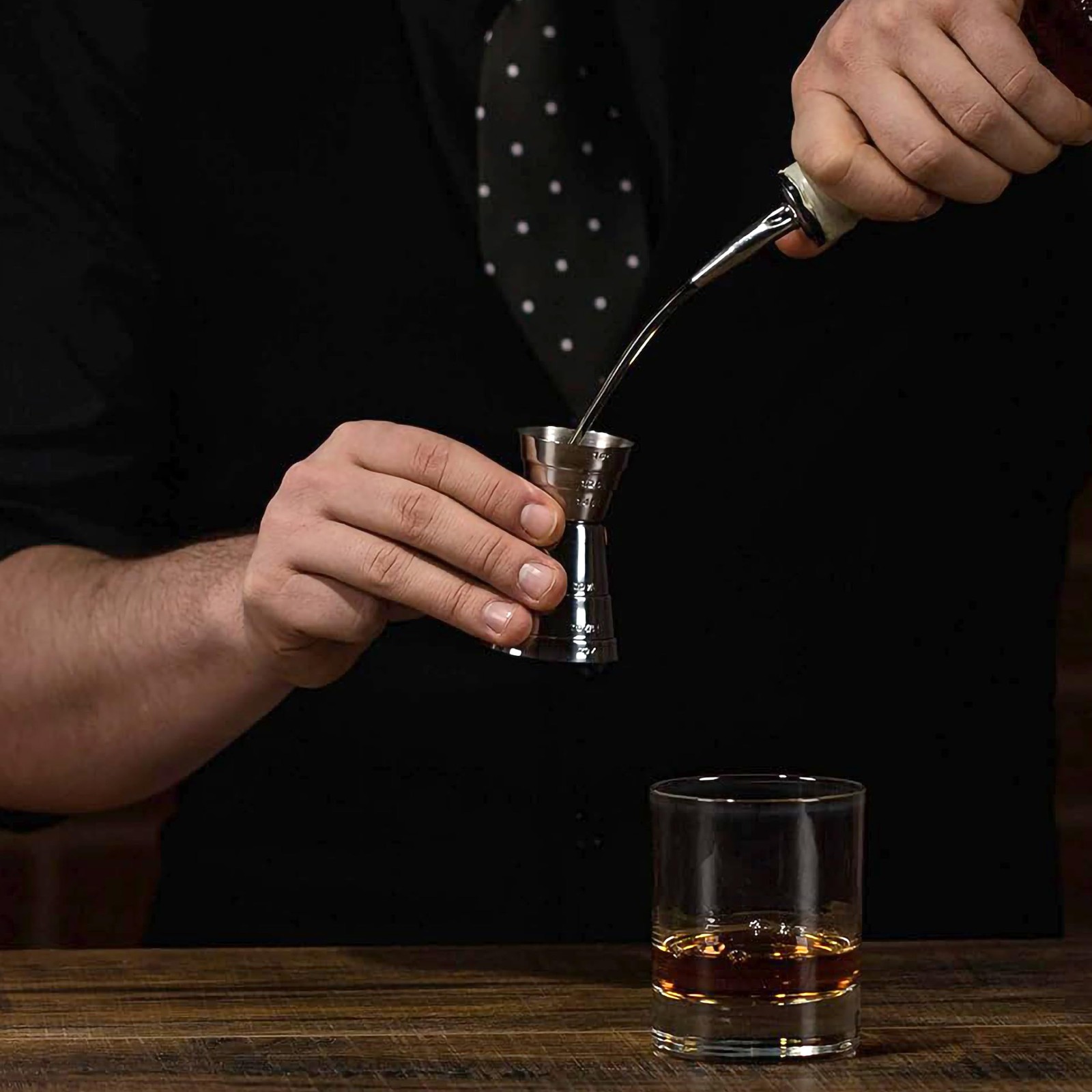 Premium Stainless Steel Jigger – US Standard Double-Sided Small, Silver