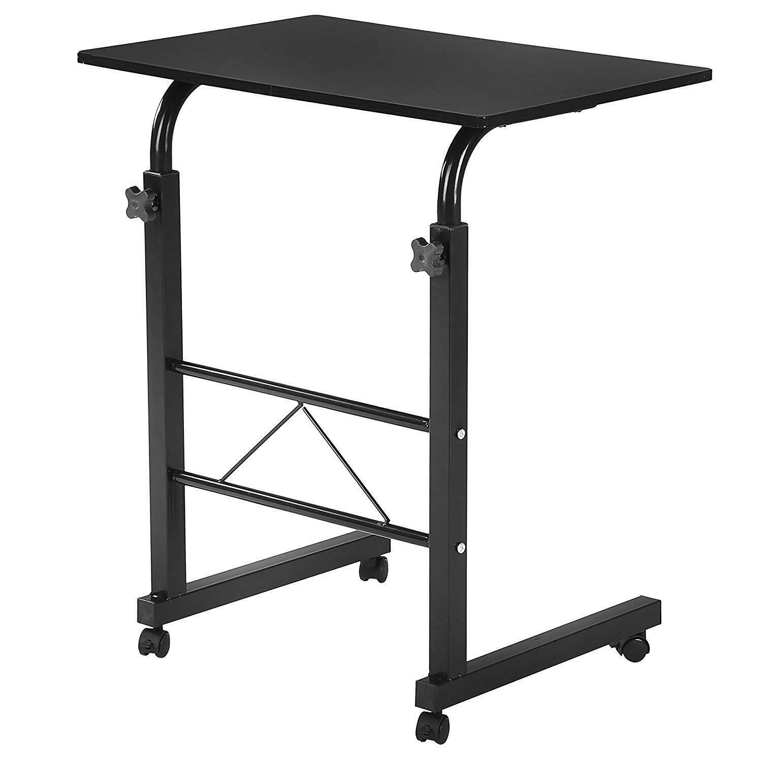 Height Adjustable Rolling Laptop Desk Over Sofa Bed Notebook Table Stand Black