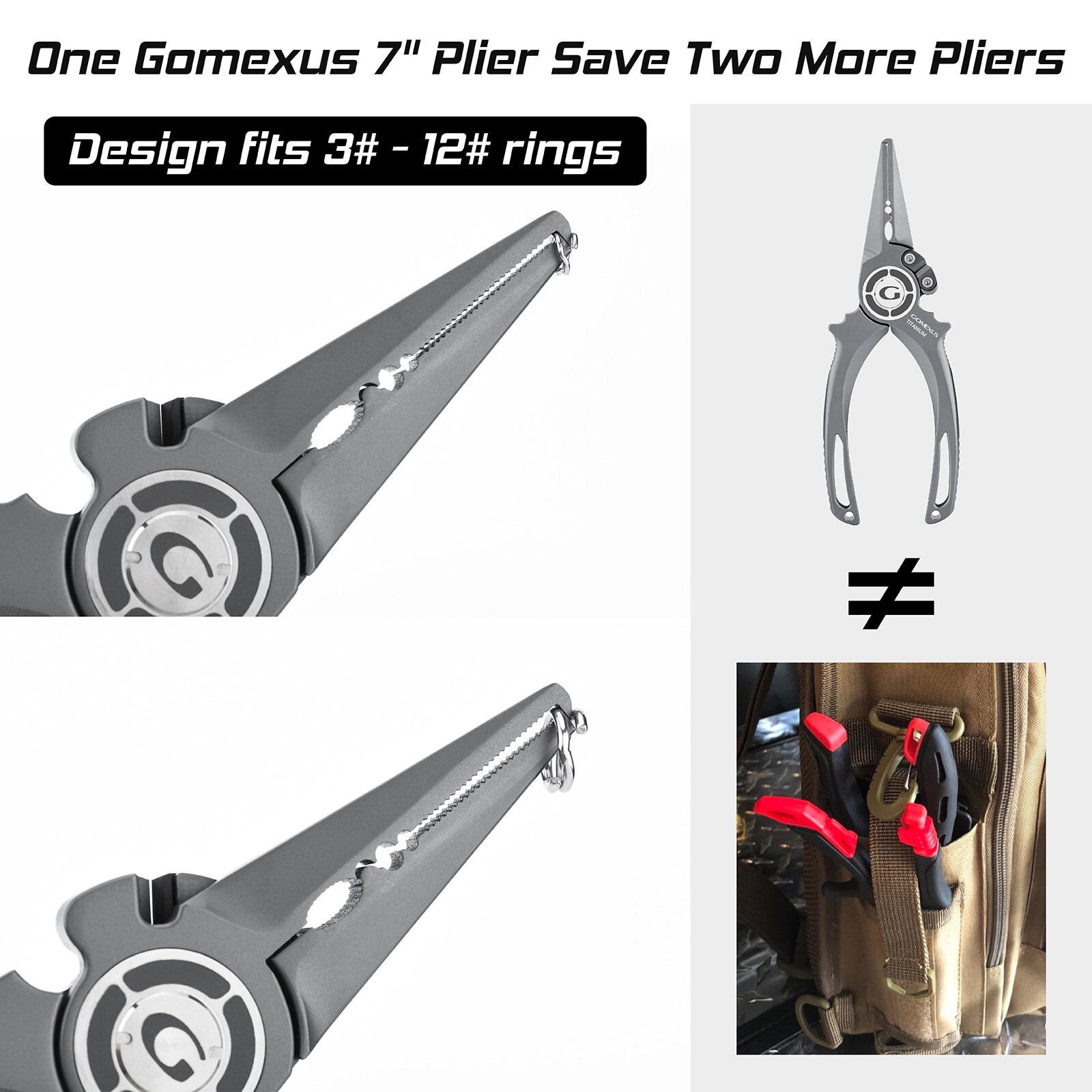 Gomexus Full Titanium Plier 7'' kayak surf Fishing Never Rust Lifetime Warranty