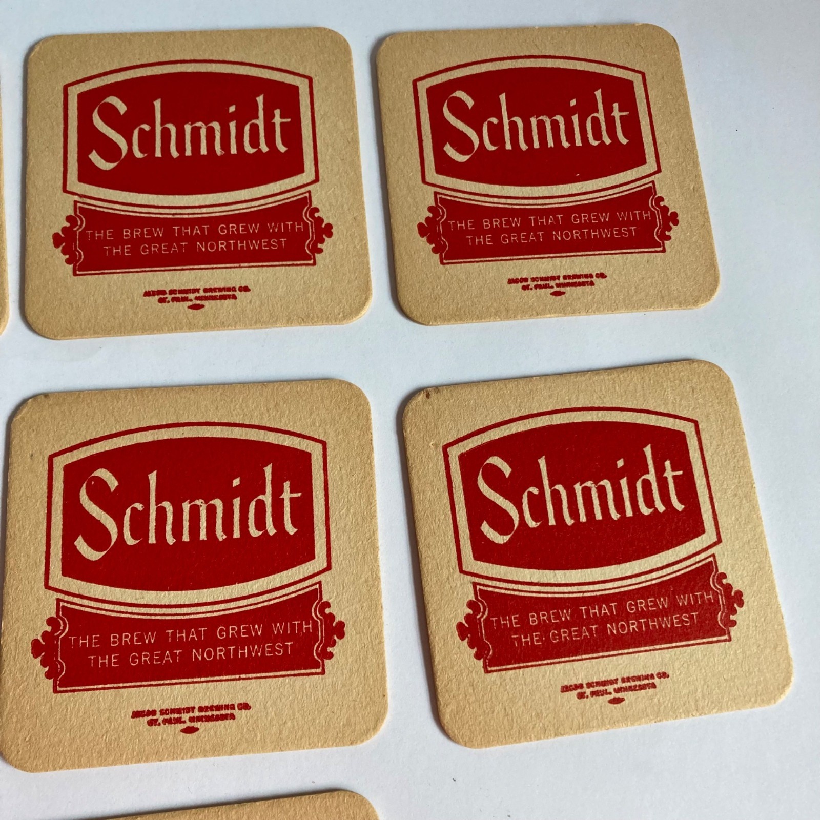 Lot 7 Vintage Schmidt Brewing Beer Coasters Cardboard St Paul, MN