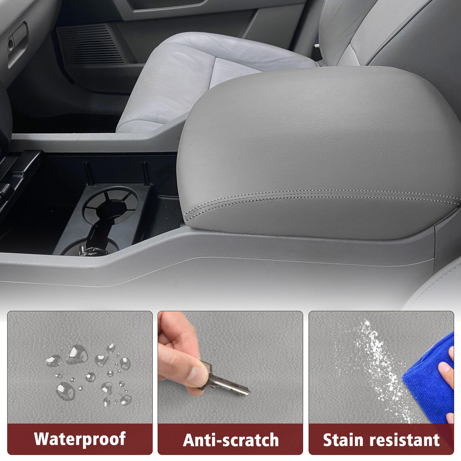 Fits 2009-2015 Honda Pilot Center Console Lid Armrest Replacement Cover Gray