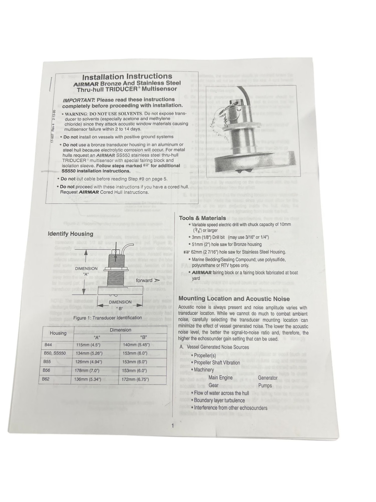 Furuno 520ST-MSA B44 Bronze Thru-Hull Transducer 50/200khz 10-Pin NEW f/DFF1 FCV
