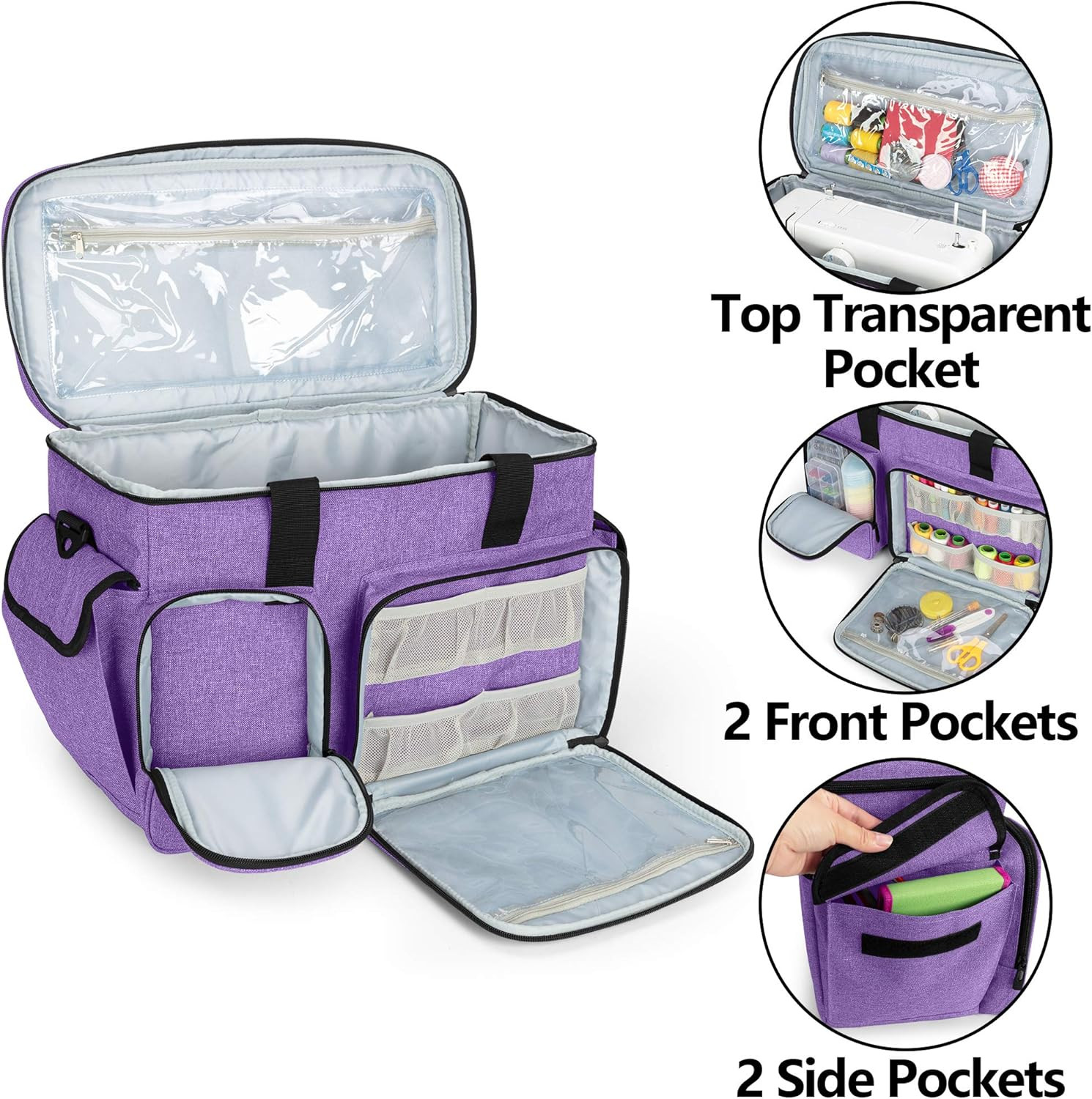 CURMIO Sewing Machine Case, Universal Travel Bag Compatible for Singer, Brother,