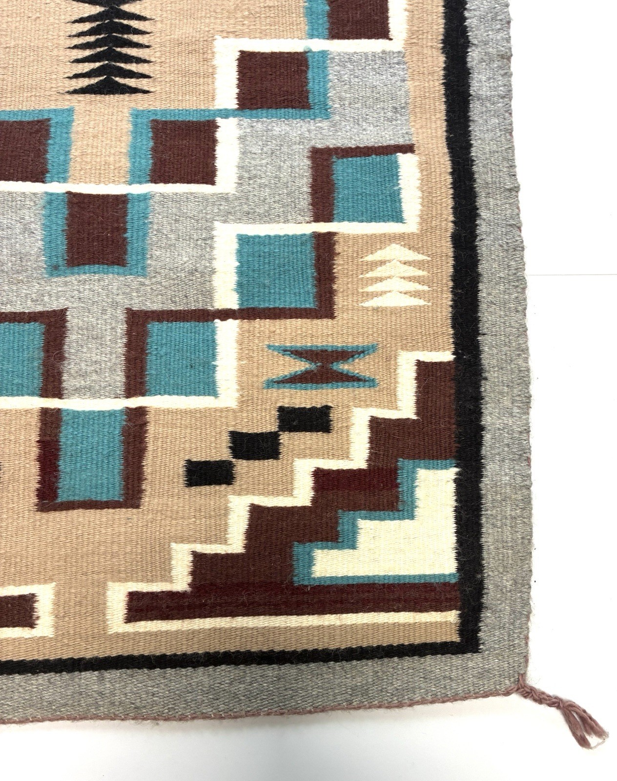 ‼️ANTIQUE NAVAJO Weaving Rug AUTHENTIC NATIVE AMERICAN w/ Hanger EXCELLENT 38x23
