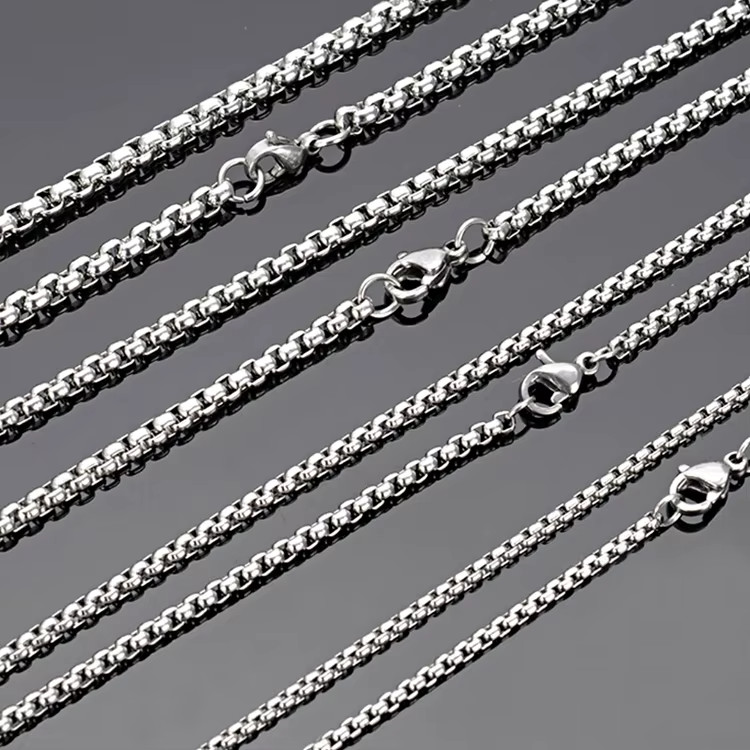 Stainless Steel Chain Necklace 16-36" Smooth Box Rope Silver 2/3/4/5/6/7mm N69
