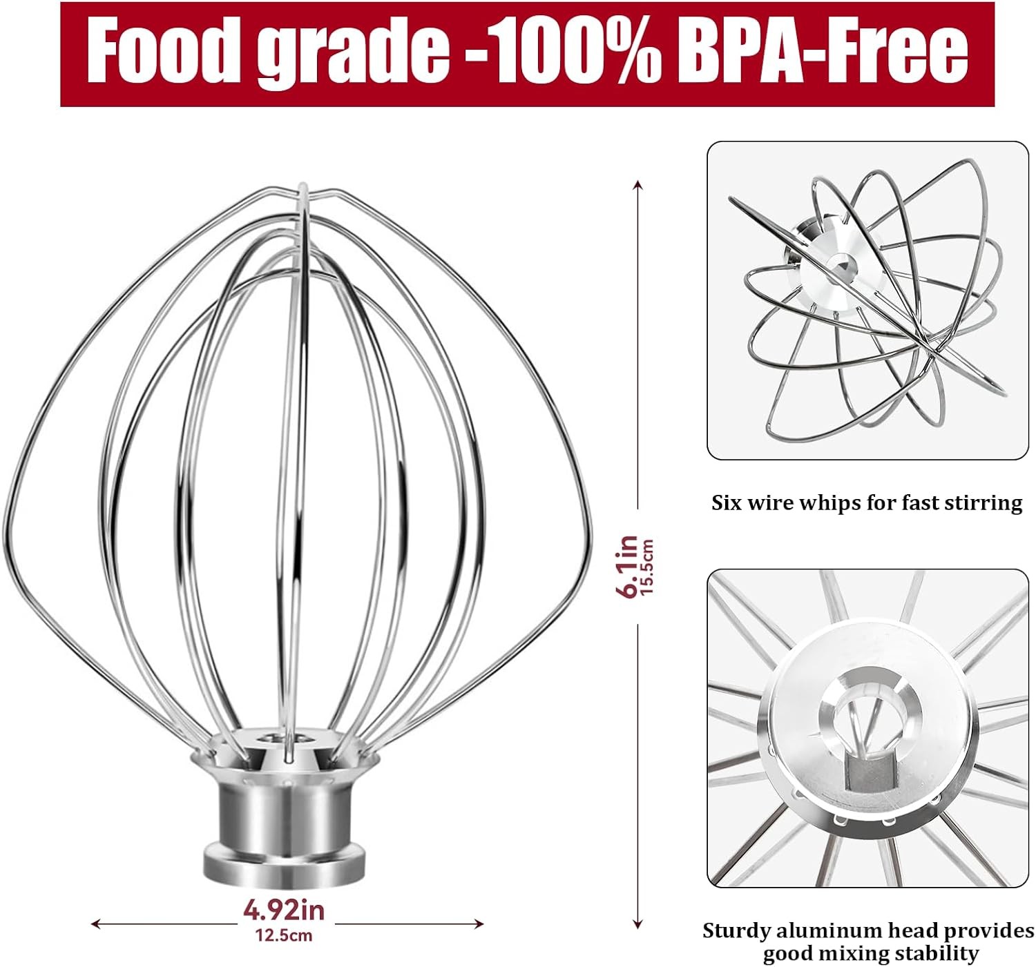 KitchenAid Mixer Wire Whip Attachment Egg & Cream Beater Whisk