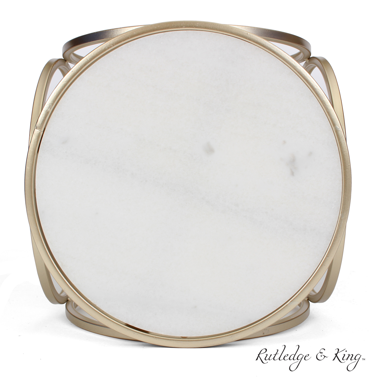 Rutledge & King Round Britton End Table - Metal End Table with Marble Top