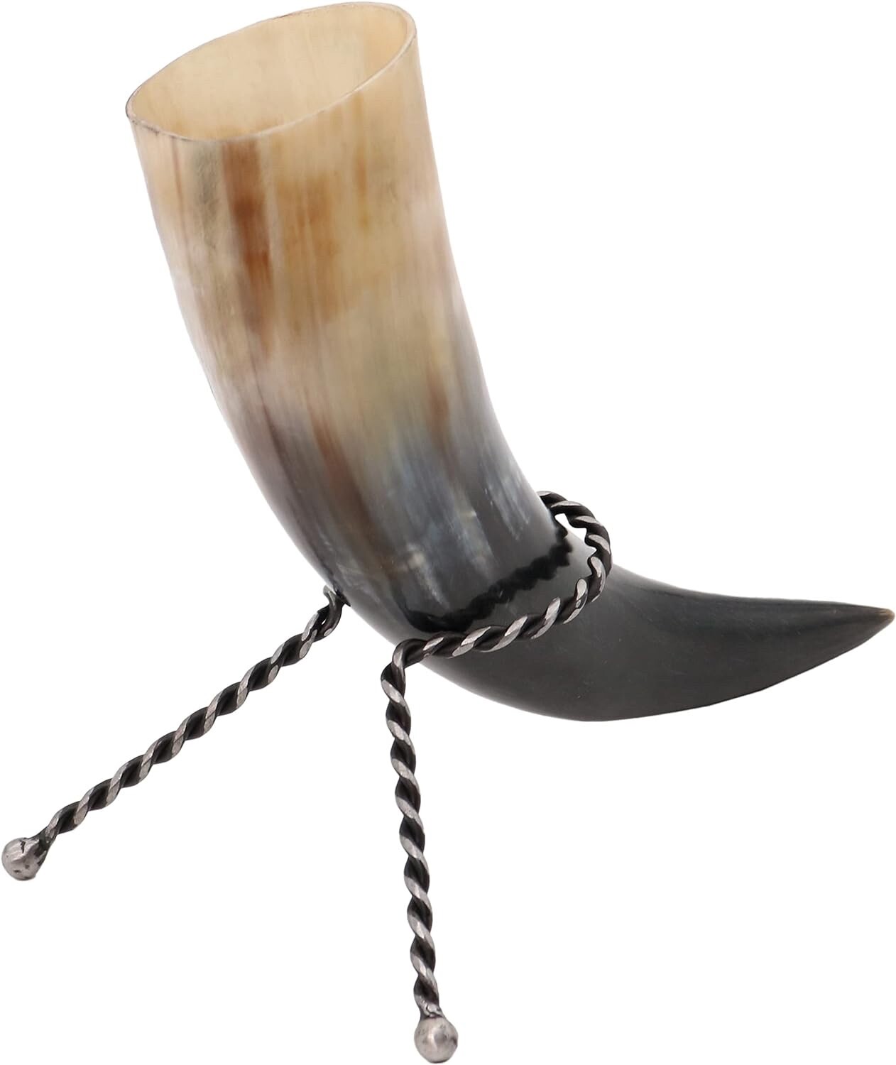 Iron Horn Rack Medieval Twisted Hand Forged Viking Drinking Ale Mead Stand Black