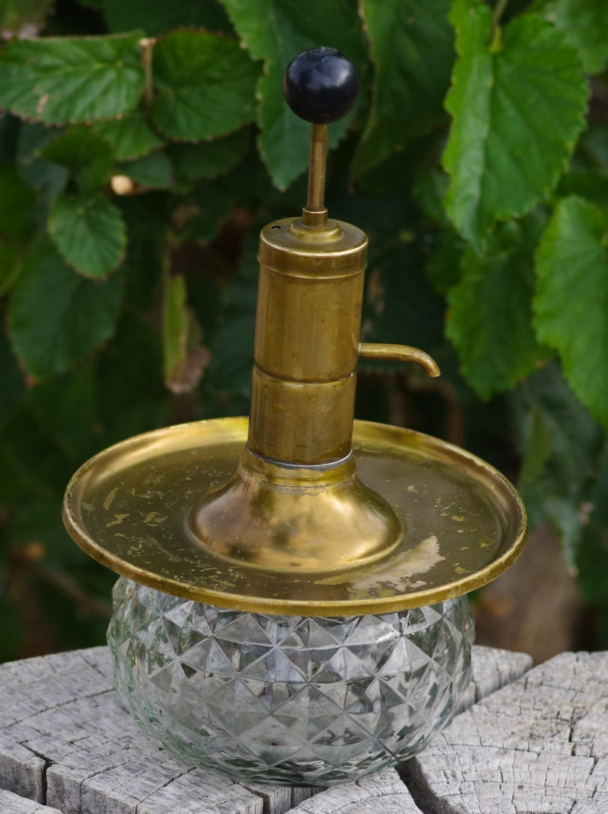 VINTAGE Rotating Liquor Dispenser Brass Glass Made in USA 1960's IS IS