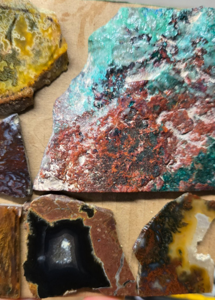 Assorted Agates and Misc., Trimmed Cabochon Slabs Preforms 10 Pcs, Flat 120