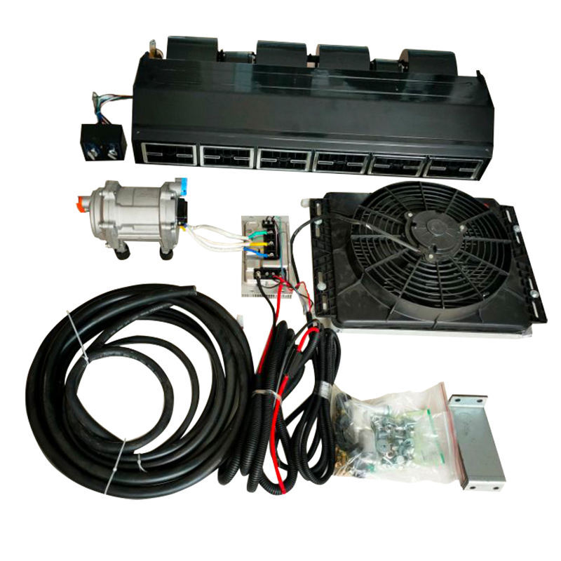 11000 BTU 12V Universal A/C Kit Truck Cab Bus Underdash Air Conditioner 6 Vents