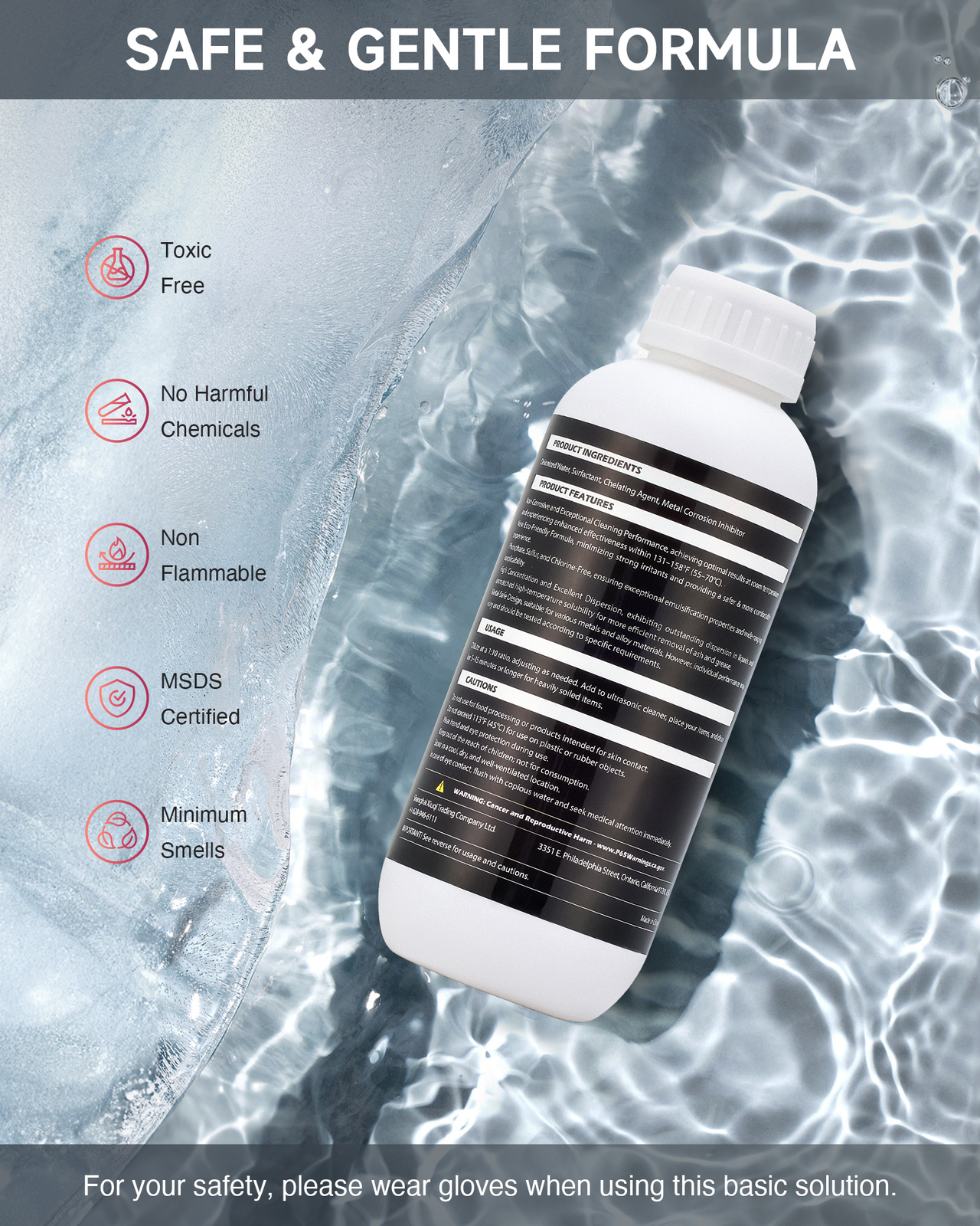 CREWORKS Ultrasonic Carburetor Cleaner Solution Concentrate for Sonic Cleaners