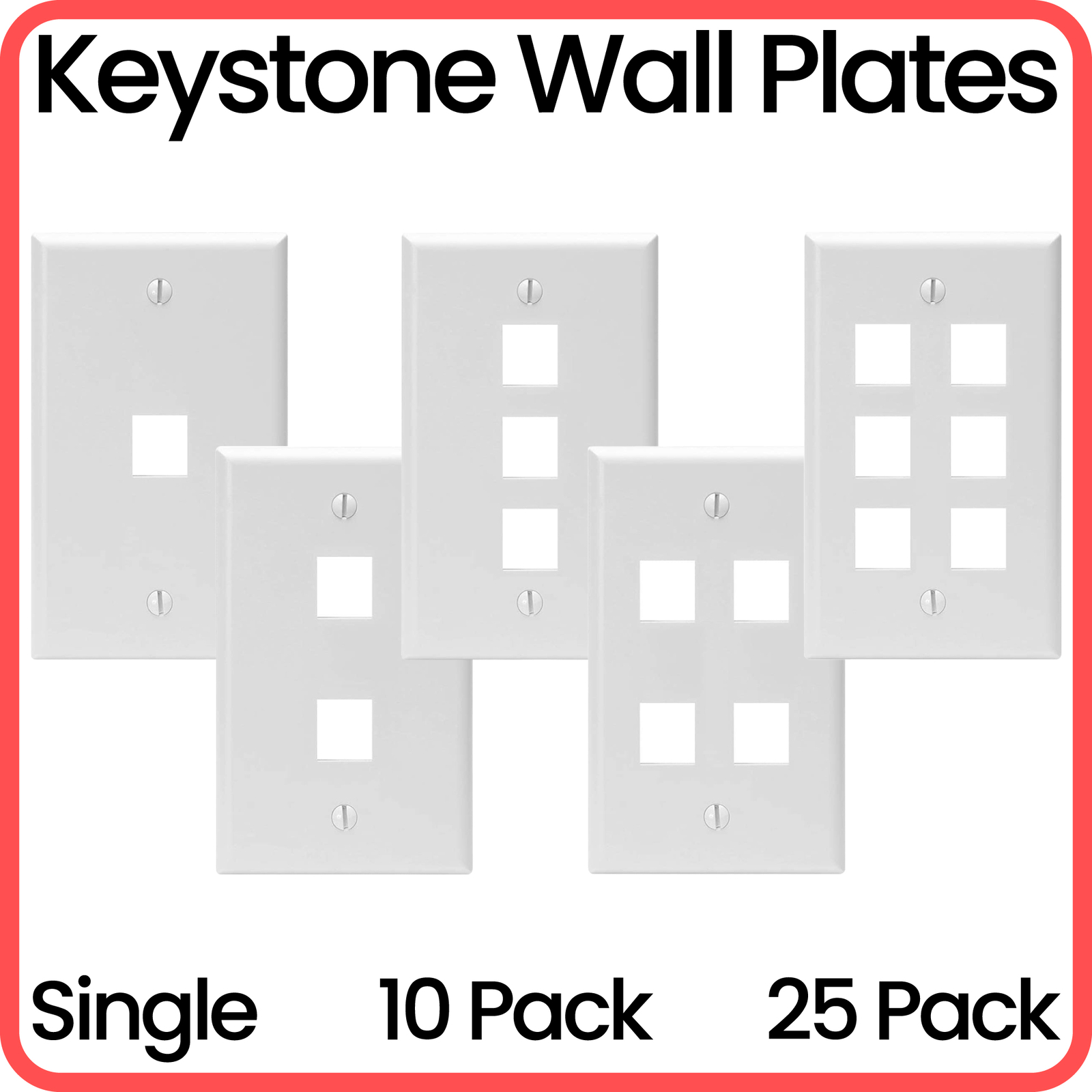 Keystone Wall Plate Jack Insert RJ45 CAT5e CAT6 White Face Plate LOT