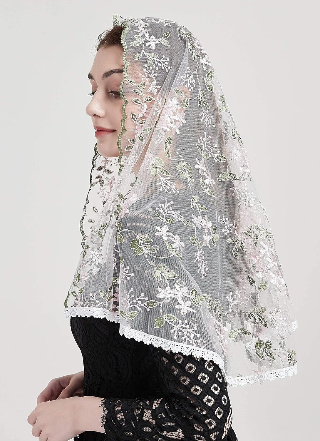 Embroidery Mantilla Lace Chapel Veils Catholic Church Veils for Women Y015