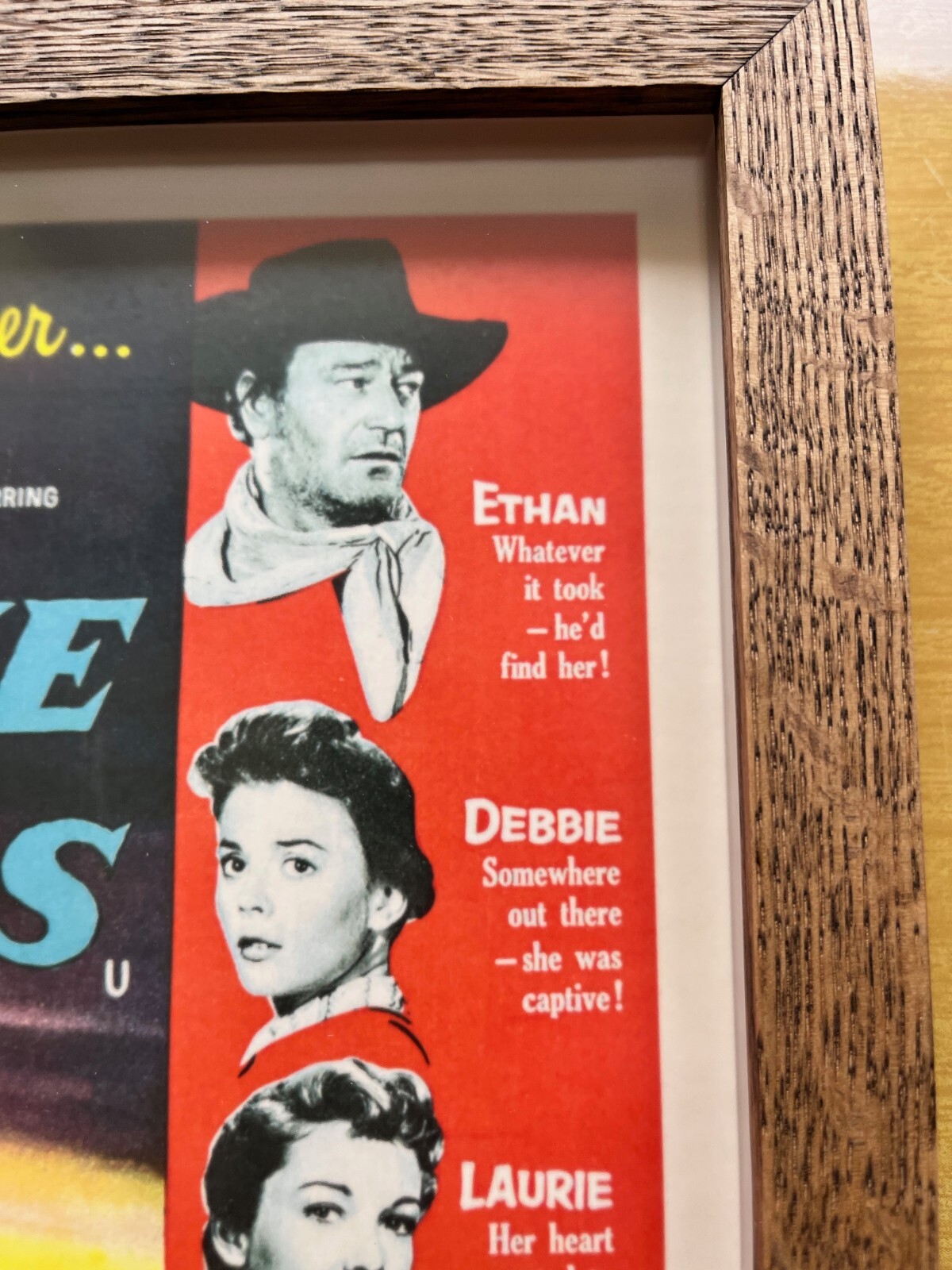 JOHN WAYNE - The Searchers 56 Lobby Card- Beautiful Museum Framed Oak Shadowbox