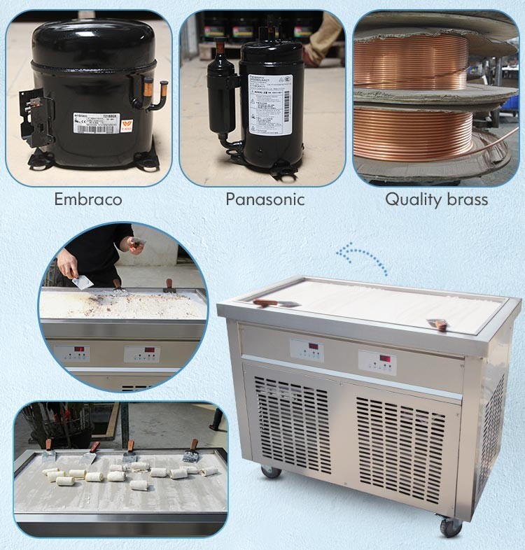 Kolice Commercial long square pan fried ice cream machine, ETL certificate