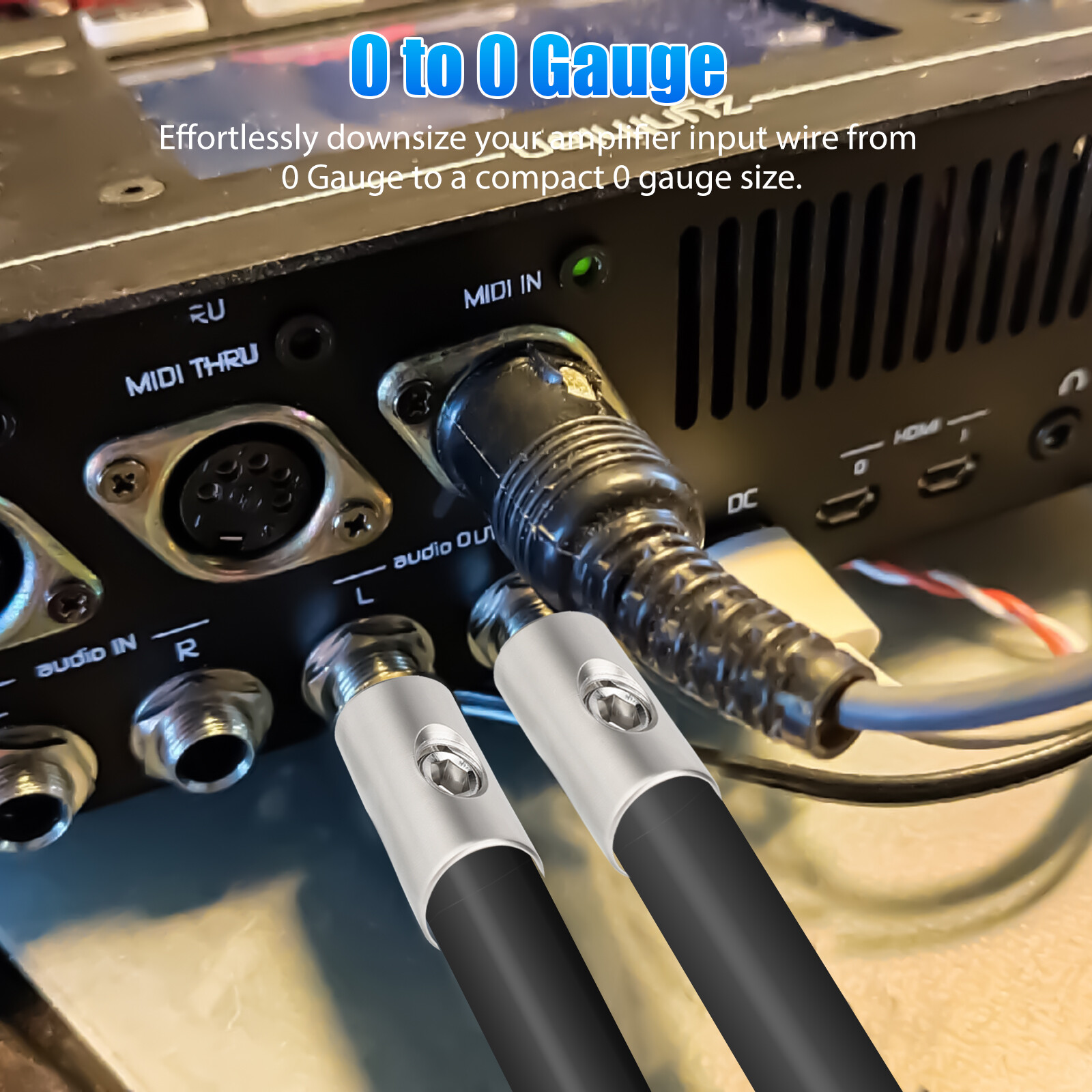 2X Car Audio Power/Ground 1/0 Gauge to 1/0 Gauge Amp Input Reducers Wire Reducer