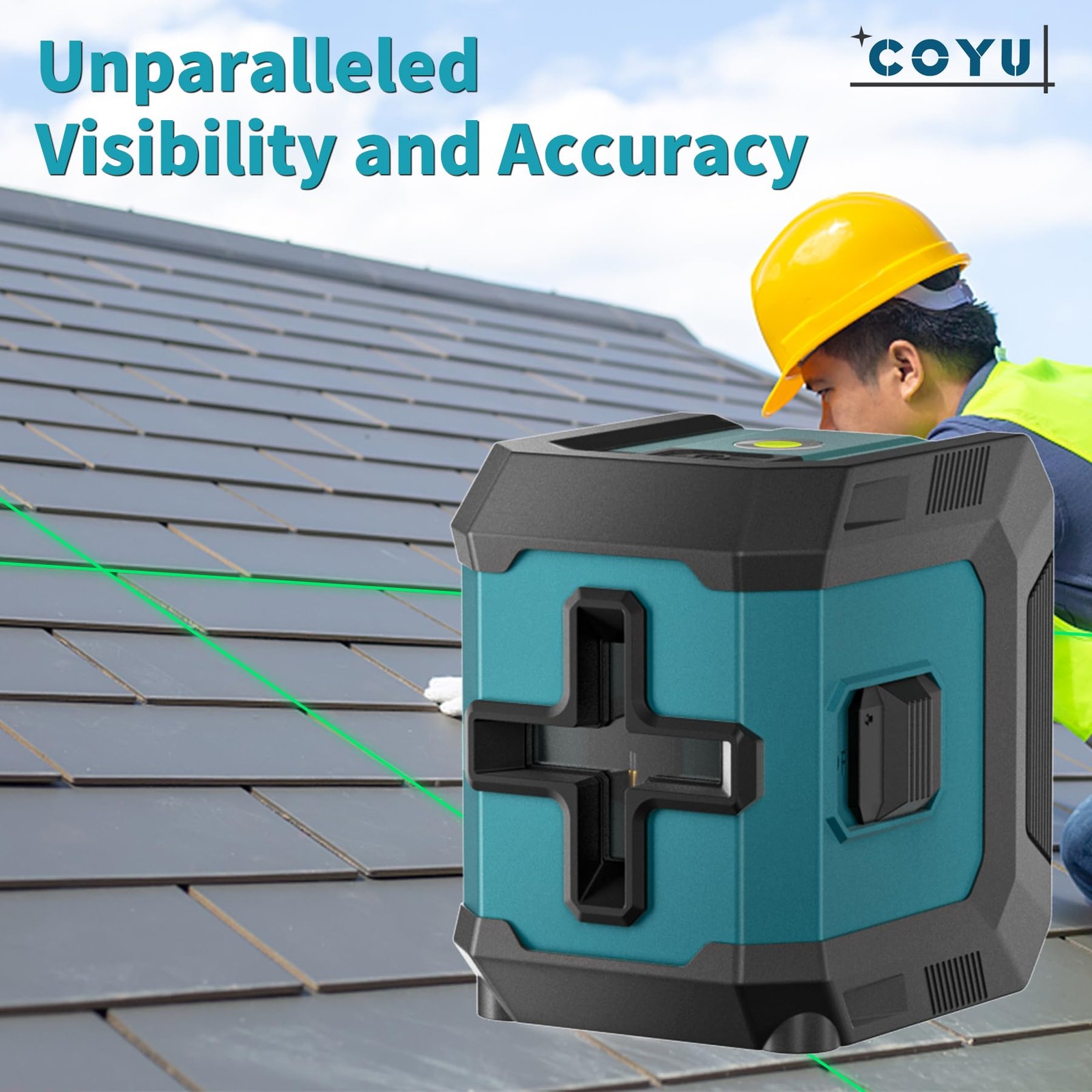 Self-Leveling Cross Line Laser Level -Japanese Green Beam, 100ft Range, 360° ...