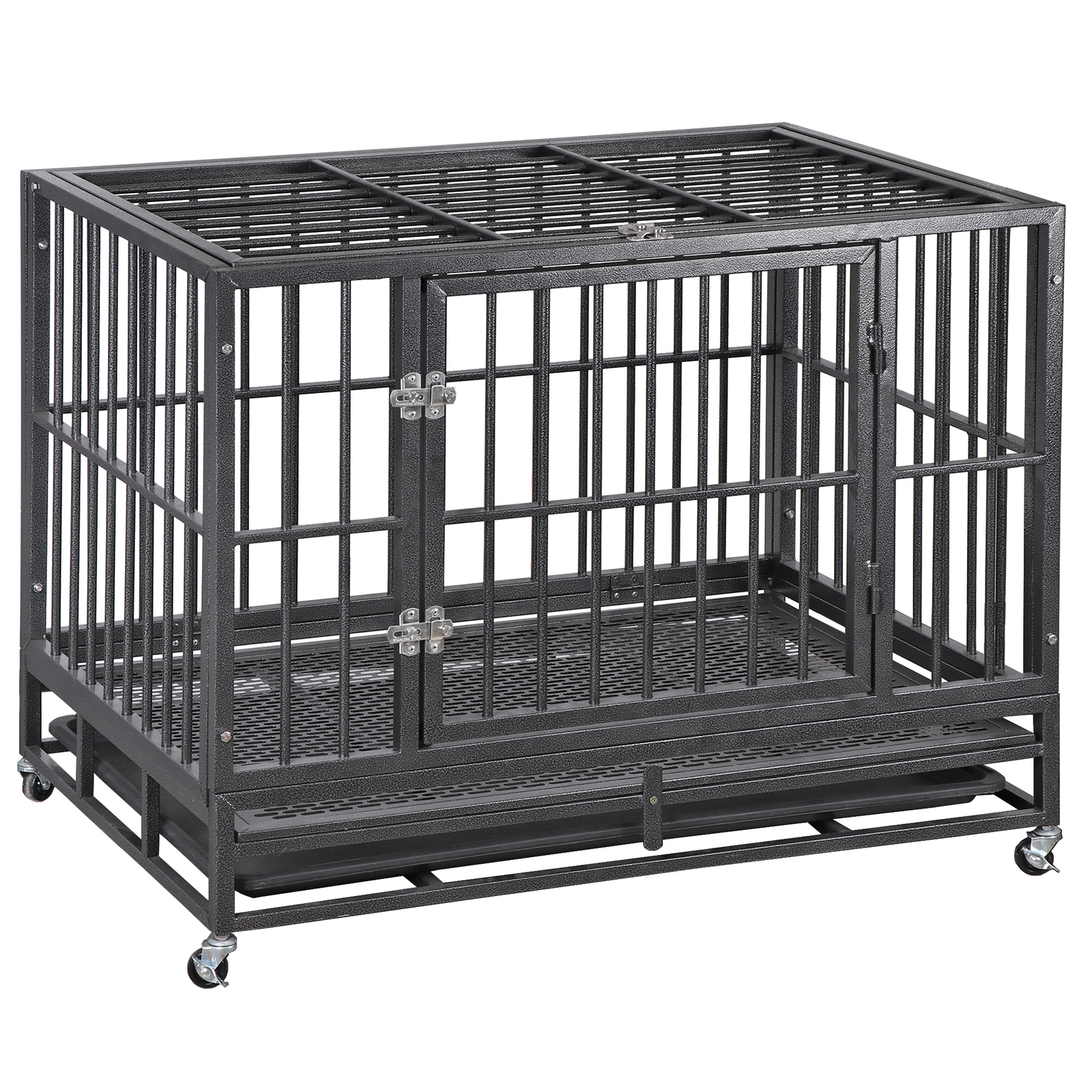 Heavy Duty Extra Large Dog Crate with Wheels - Indestructible 38Inch Chew Proof