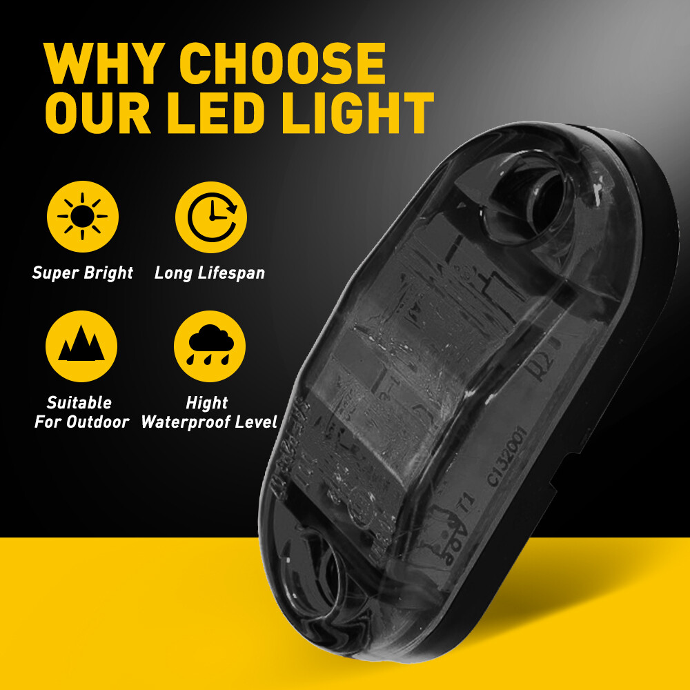 10x LED Side Marker Amber Red Lights Clearance Light Truck Trailer RV Waterproof