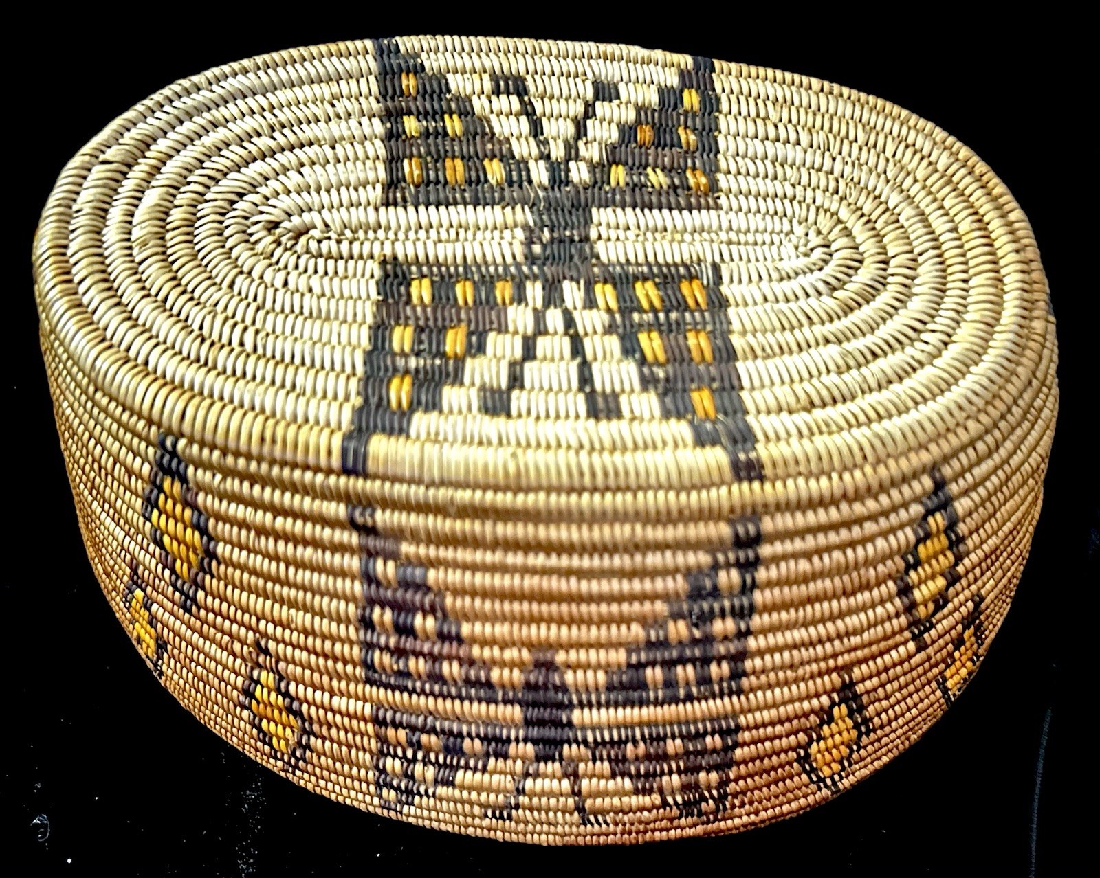 Rare Panamint California Native Basket Butterfly Diamond Zig Zag Polychrome